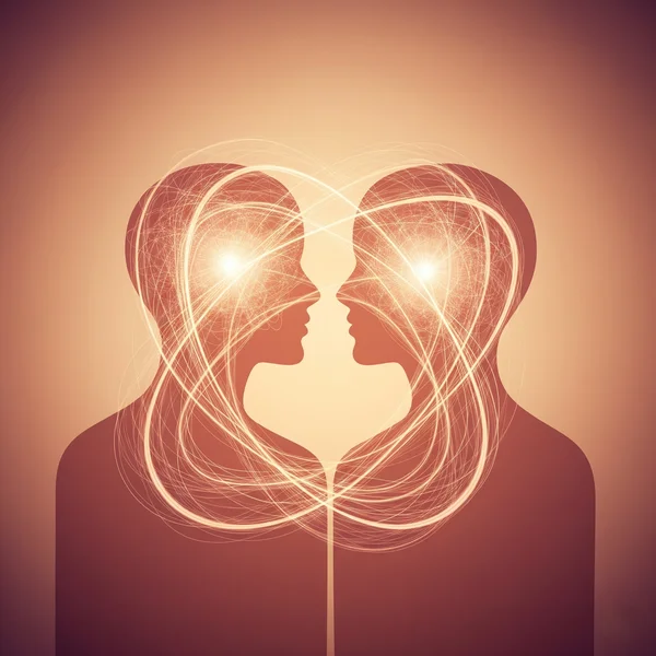 Khái niệm trừu tượng về sự thấu cảm: hai tâm trí kết nối.