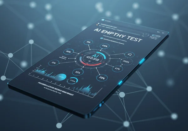 AI-powered empathy test results on a screen, showing insights.
