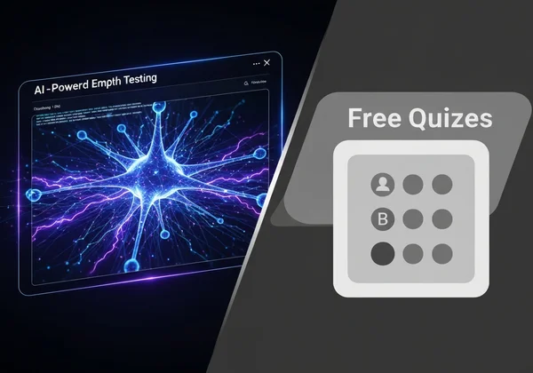 Concetto di test di empatia potenziato dall'IA rispetto a un semplice quiz