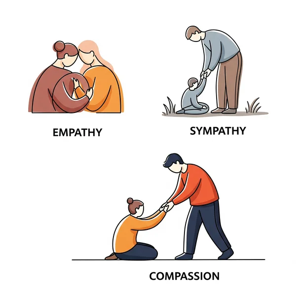 Visuelle Unterscheidung: Empathie, Anteilnahme, Mitgefühl.