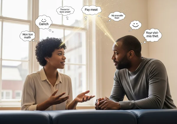 Two people engaged in active listening and empathetic dialogue