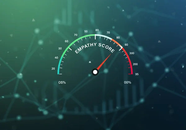 A snapshot of an empathy score on a digital gauge.