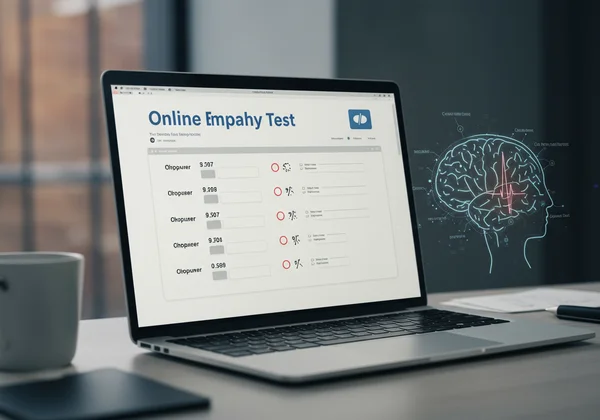 Person taking an online empathy test on a screen.